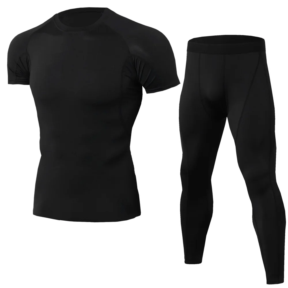 Sportswear Men Fitness Compression Shirt Pants Sets Jogging Tracksuit Gym Clothes Quick Dry Leggings Training Suit MMA Rashguard