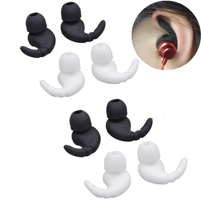 4 Pairs Silicone Sports Earbud Ear Hooks Noise Isolation Replacement Anti-slip Eartips for Earphones 4mm to 6mm Nozzle Ear Tips