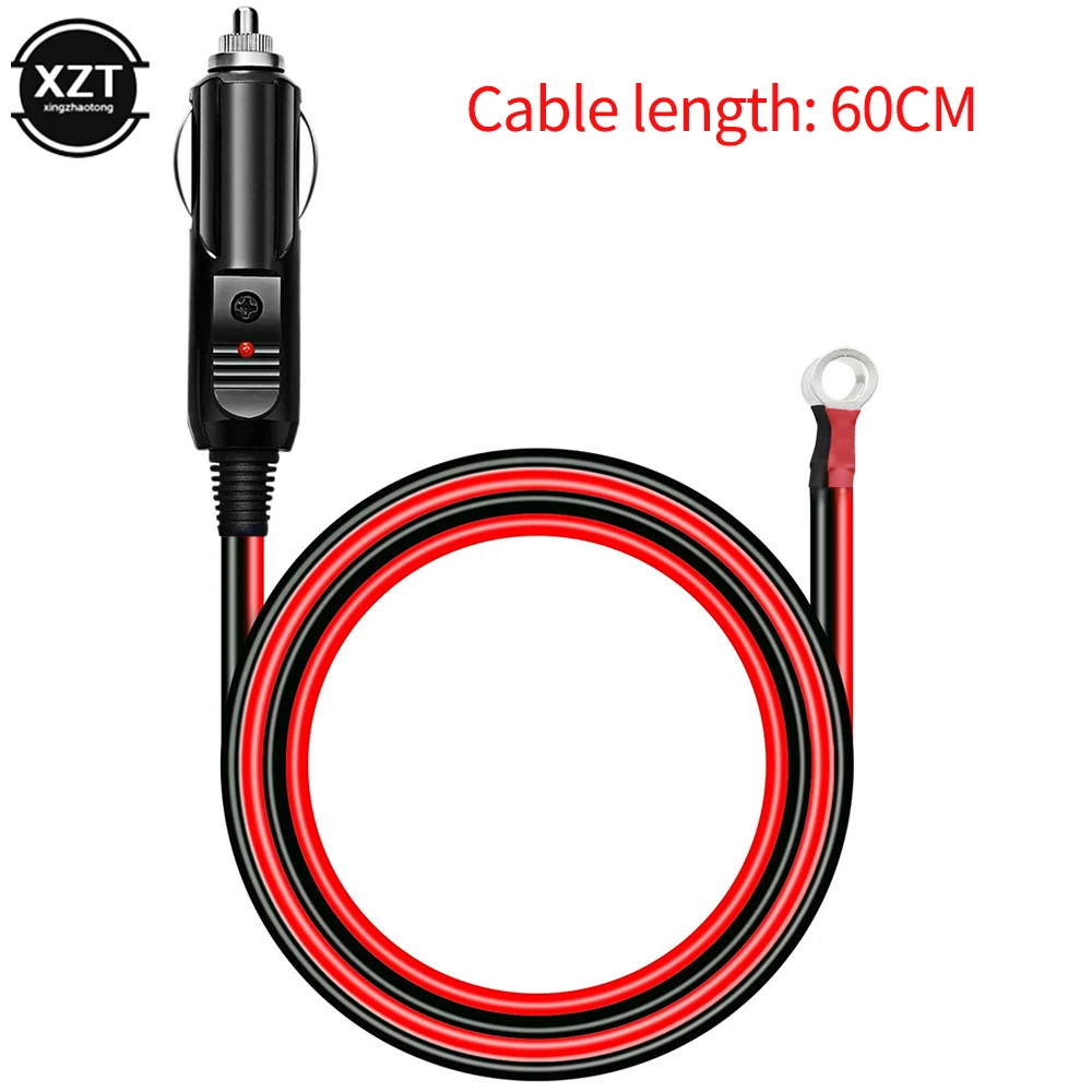 60cm 12V / 24V Car Extension Cable for Cigarette Lighter Dustproof Waterproof Car Battery Terminal Alligator Clip Socket Adapter