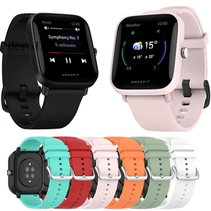 حزام ساعة ذكي من السيليكون مقاس 22 مم من السيليكون للرياضة الذكية للساعة Amazfit Bip U Pro / Bip S Lite / Amazfit Stratos 3 2 2S أفضل 10 قطع غيار Amazfit Pace للمبيعات - رقم 8