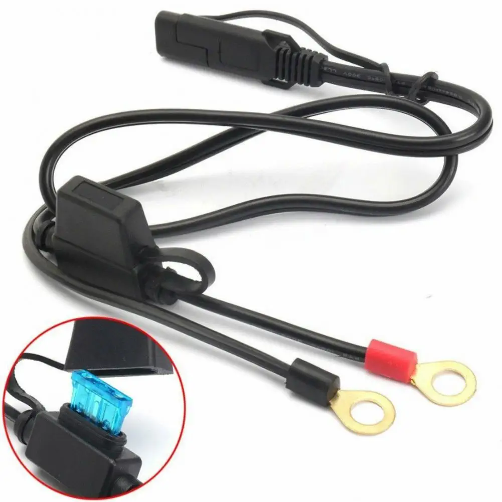 12-24V Motorcycle Battery Charger Quick Disconnect Cable Black SAE to O Ring Terminal Harness for Car Battery Output Connector