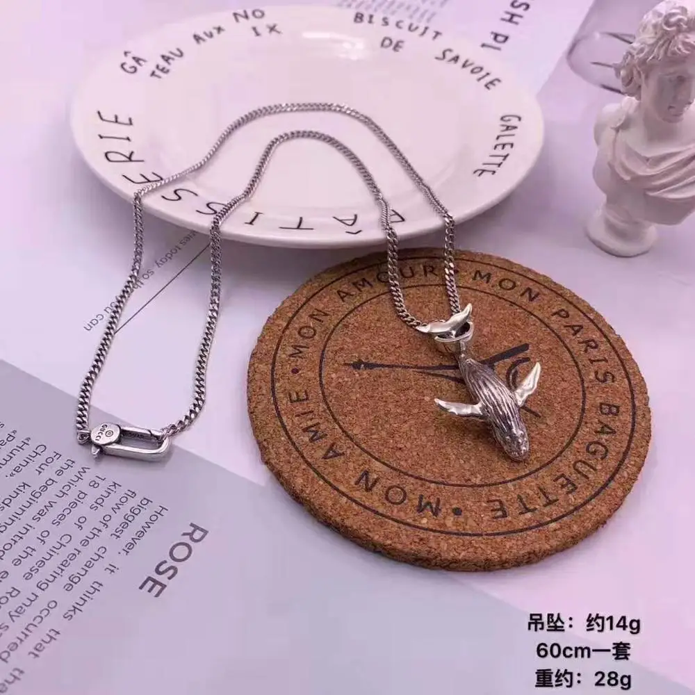 New 925 silver pendant 52 Hz whale pendant creative personality men and women necklace pendant s925 silver woman pendant image 5