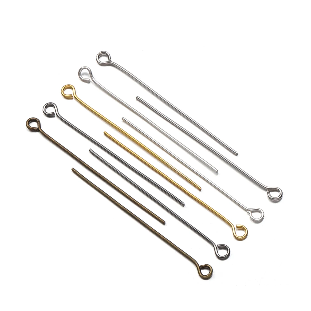 200pcs 18-40mm Metal Eye Head Pins Gold Bronze 5 Colors Eye Pins Connectors For Jewelry Making Findings Diy Earring Accessories