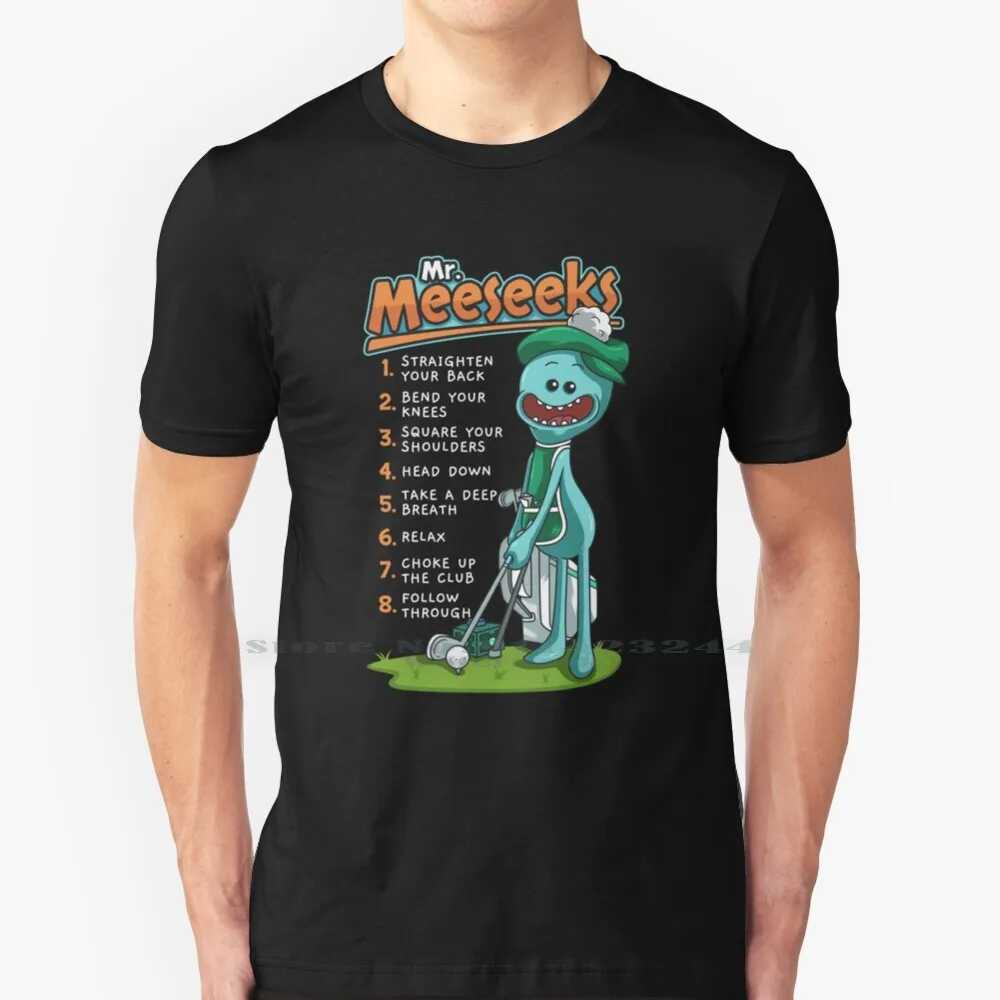 Mr Meeseeks How To Golf 100% Cotton T Shirt Mr Meeseeks How To Golf Rbpartnerprogram Tee Short Sleeve Long Sleeve Gift