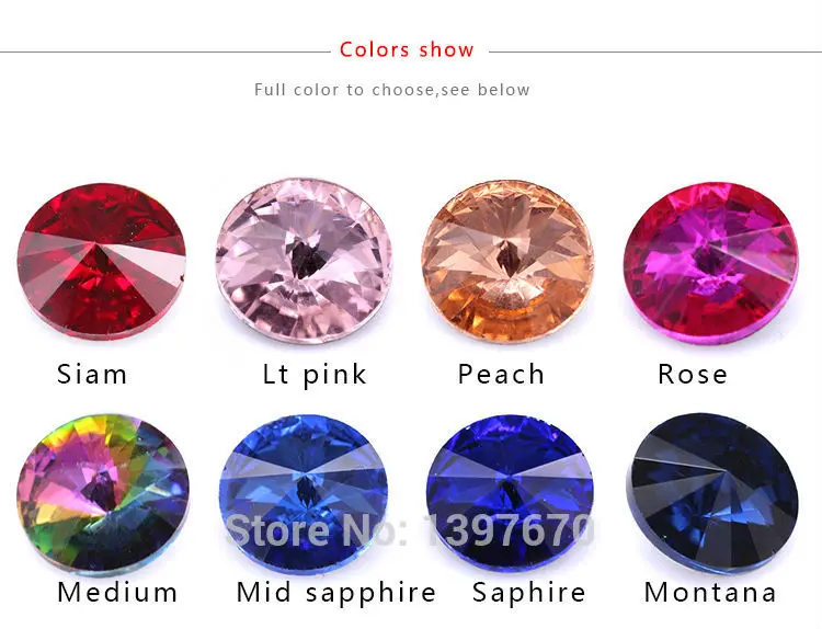 All-Sizes Rivoli Round fancy stone pointed back Glass Crystal rhinestones diy garment necklace brooch Jewelry making loose stone