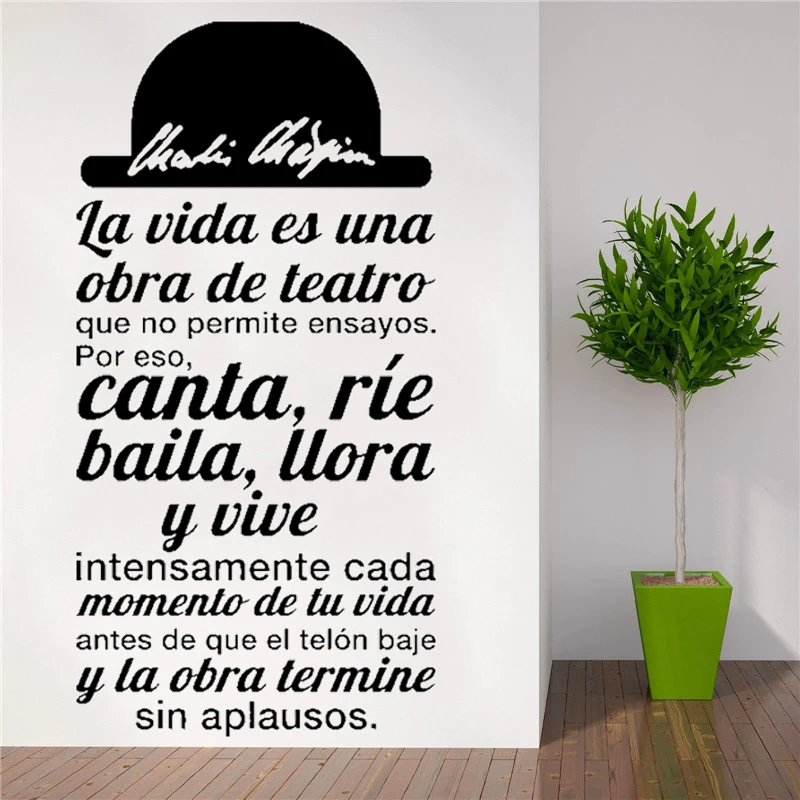 Life is a Play Vinyl wall Sticker for Spanish Phrase Art for Living Room decoration Removable wall Decals Bedroom decor RU428