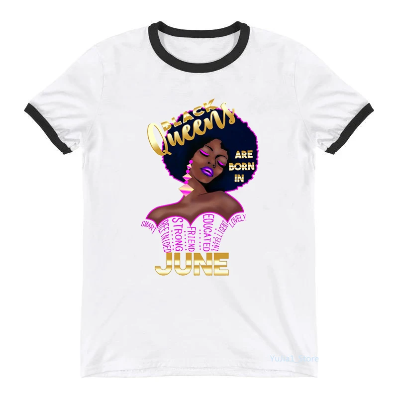 Tshirts Women Queen Are Born In July/May/June/August/September Graphic Print T Shirt Femme Kawaii Clothes Melanin T-Shirt