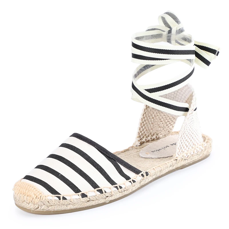 Tienda Soludos Espadrilles Shoes Summer Women's Strappy Off-duty Days Outsole Women Flats Gladiator Gingham Ankle Strap