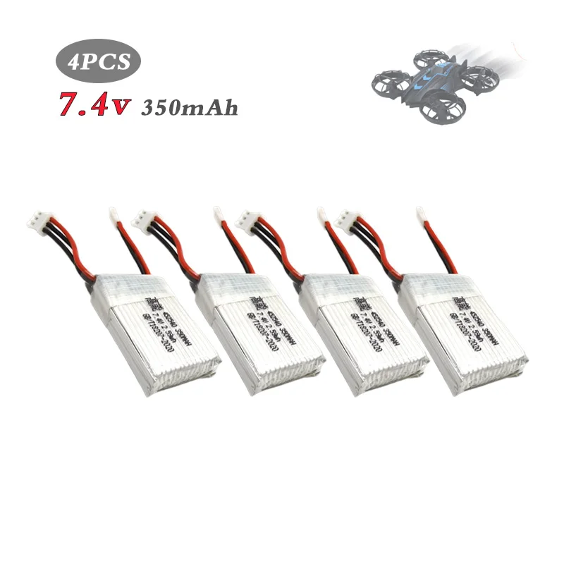 

4 шт. 7,4 В 350 мАч 25C Lipo батарея для MJX X401H X402 JXD 515 Вт 515 в RC Дрон аксессуары для квадрокоптера перезаряжаемый Lipo 2s