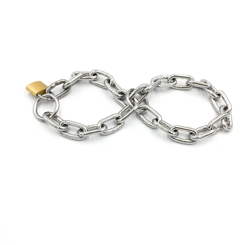 Latest Female Adjustable Stainless Steel Hand Chain Wrist Cuffs Restraint Lock Handcuffs Manacle Adult Bondage BDSM Sex Toy