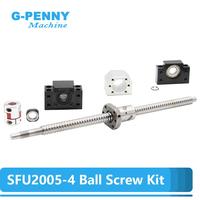 SFU2005 kit lead 5mm Ball screw SFU 2005 End Machined RM2005 Rolled ball screw + RM2005 Ball Nut+ BK15 BF15 End Support+ coupler