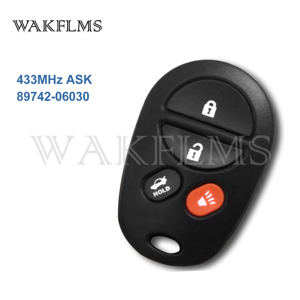 4 Buttons 433MHz Keyless Entry Remote For Toyota Camry ACV40 GSV40-Altise Ateva Grande GLX SE Touring Sportivo 89742-06030