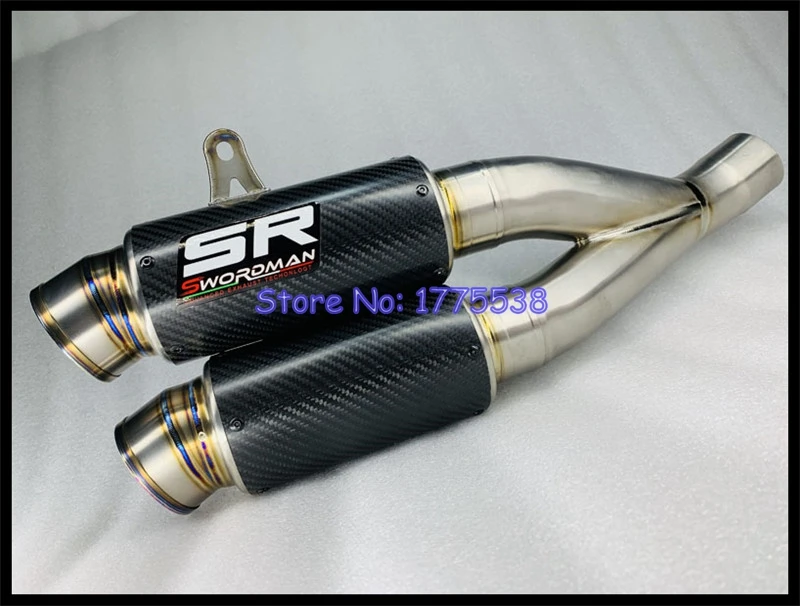 For Ducati Monster 821 1200R 1200S 2014-2021 Motorcycle Exhaust System with Carbon Fiber Muffler Escape Titanium Alloy Link Pipe