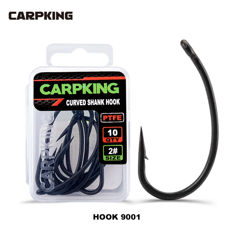 Carpking PTFE Coating High Carbon Steel Hook 10pcs Aggressive Shape Hook With Barb Carp Fishing Hooks Goods For Fishing Tackle