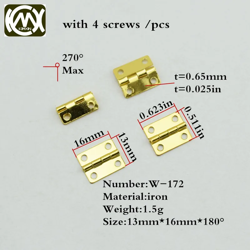 500pcs 180° 13*16mm Max270° Mini Wooden box cabinet hinge Small box hardware fittings Furniture home hardware Penbox hinge W-172