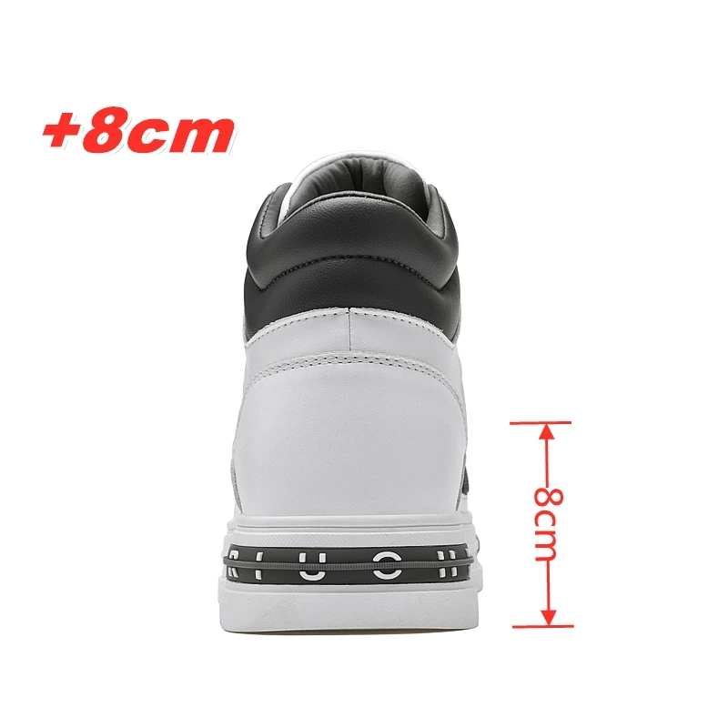 FUQIAO New High Top Elevator Shoes Casual Men Sneakers Heightening Height Increase 8cm Cow Split Leather Leisure Designer Shoes