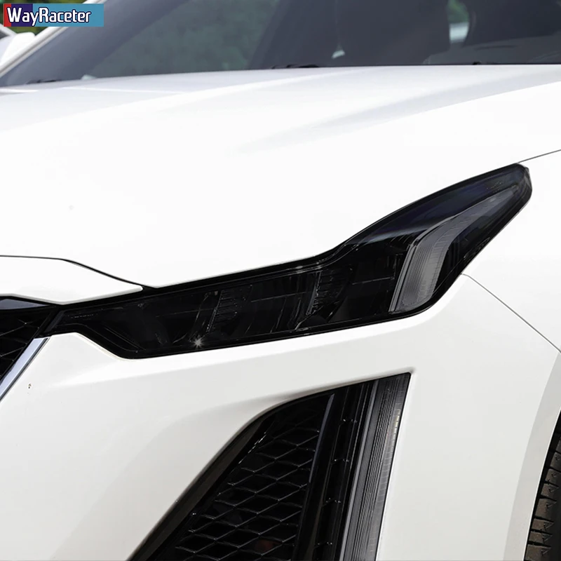 

2 Pcs Car Headlight Protective Film Front Light Transparent Smoked Black TPU Sticker For Cadillac CT5 2020 Accessories