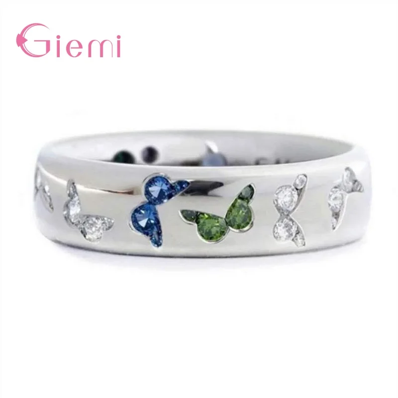 New Arrival Women Girls Romantic 925 Sterling Silver Fashion Rings Butterfly Finger Rings For Birthday Party Jewelry Gifts