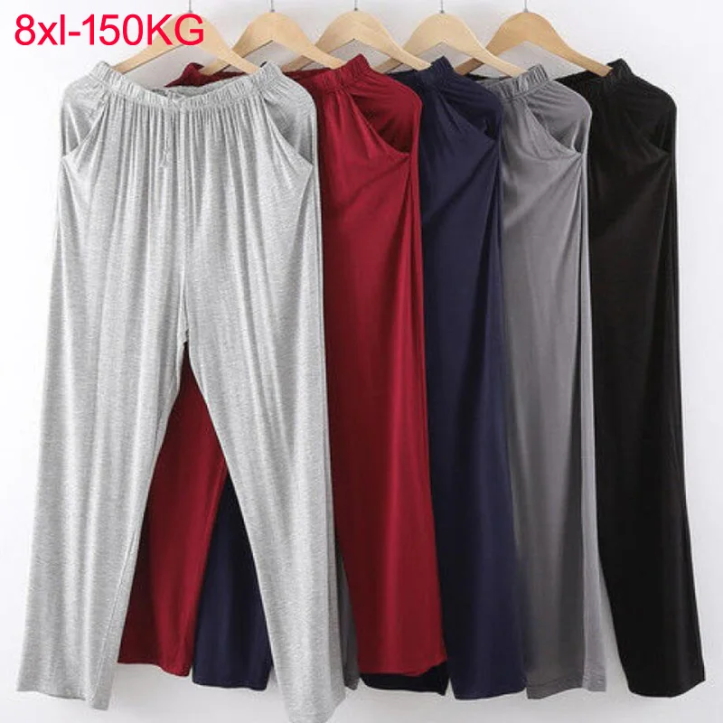 Size 8XL 150KG men's modal trousers thin spring and summer home pants Big Size men's home pants casual trousers pajama pants