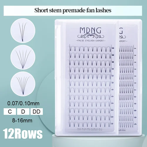 Imagen 1 del producto MDNG-extensiones de pestañas prefabricadas, pestañas anchas 3d/4d/5d/6d, tallo corto, volumen ruso, profesional, visón falso
