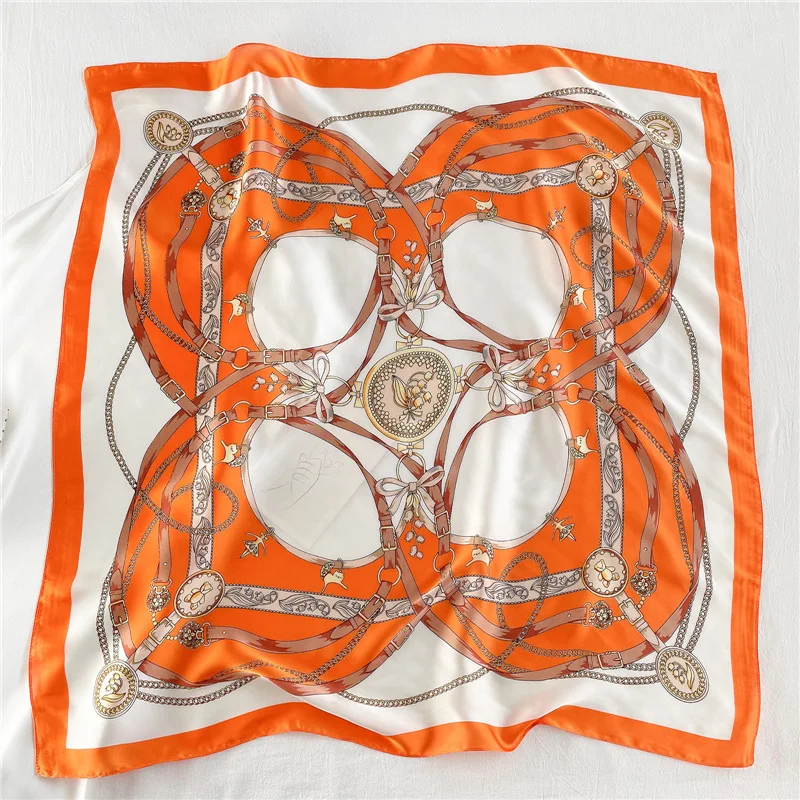 2021 Silk Square Scarf Women Satin Bandana Print Bag Scarves Head Band Fashion Lady Hair Shawl and Wrap Female Neckerchief Hijab