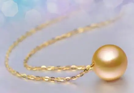 

hot sellnoble jewelry gorgeous AAA13-14mm round south sea natural gold pearl necklace 17.5inch 14k