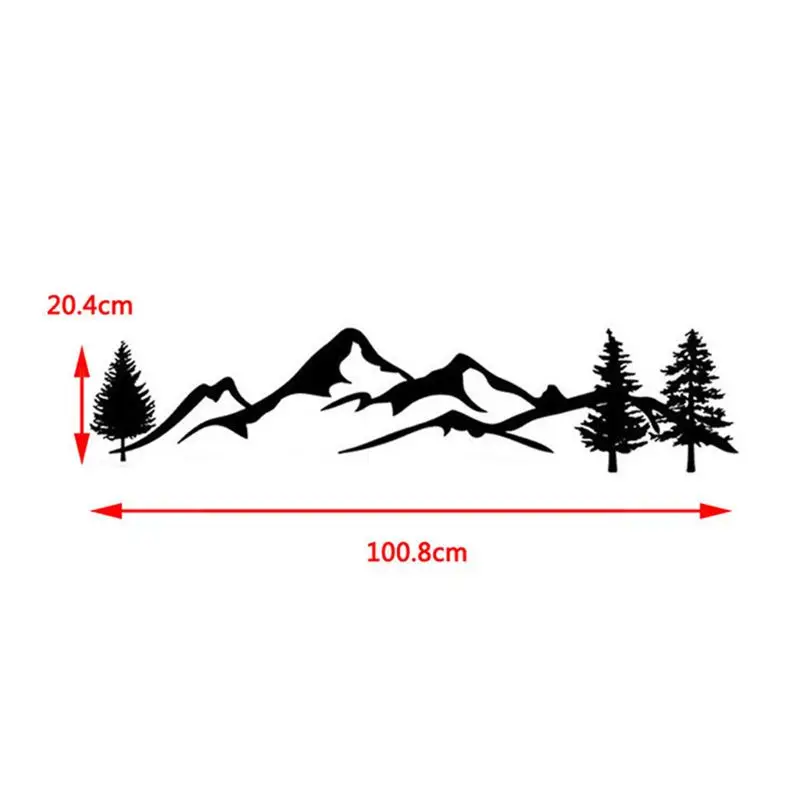 For SUV RV Camper Offroad 1pc 100cm Black/White Tree Mountain Car Decor PET Reflective Forest Car Sticker Decal