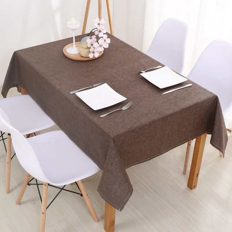 

New Simple Cotton and Linen Plain Rectangular Solid Color Table Cloth Anti-scald Waterproof Table Cloth Fabric Linen Placemat