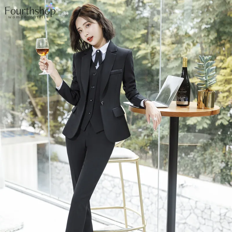 Office Lady Work Suits Women Professional Business 2 Piece Set Formal Pants Blazer Sets Clothes Suit Female 2022 Spring Autumn