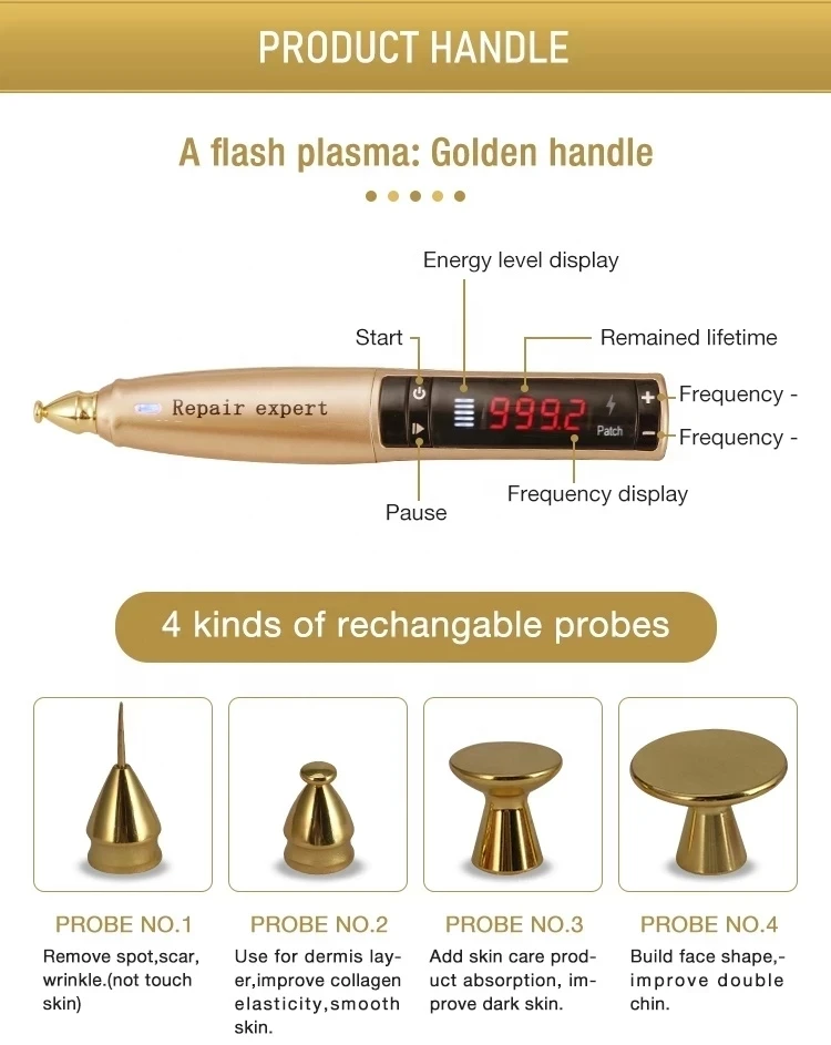 Rf 2 In 1 Ozon Goud Plasma Lift Therapie Gezicht Beste Schoonheidssalon Gebruiken Plasma R-F Sproeten Huidverjonging Plasma Pennaald