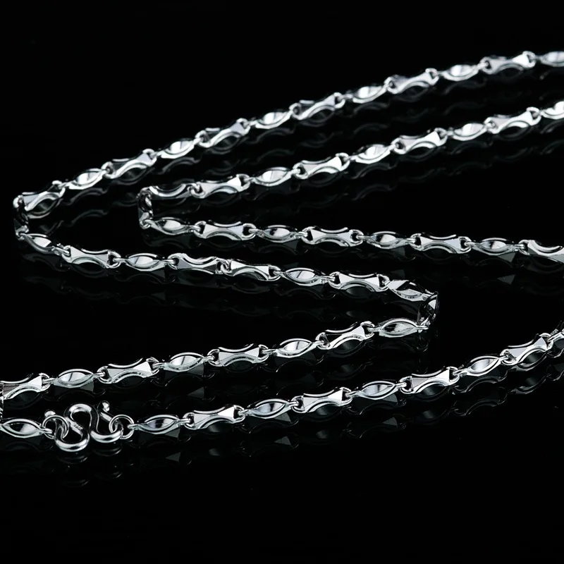 MIQIAO 925 Sterling Silver Bamboo Ingot Melon Seed Chain Long 45 50 55 60 CM Width 1.6 1.8 2 2.5 3 3.2 3.5 3.8 4 MM Man Necklace