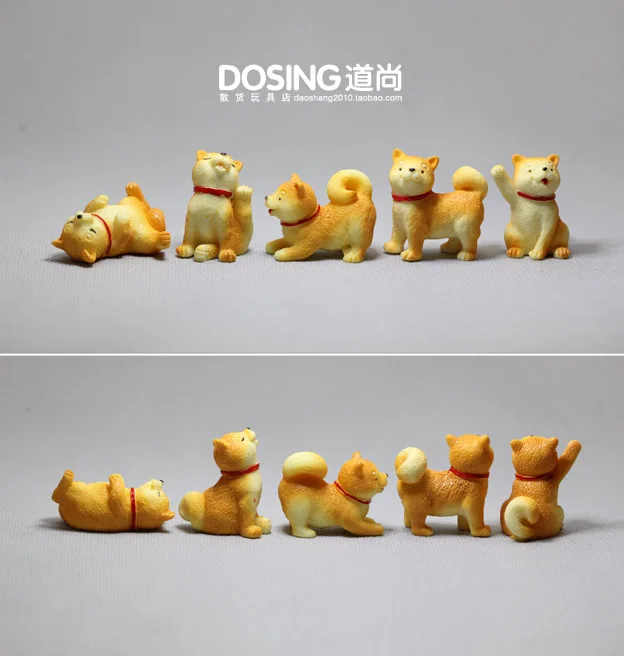 Japanese Shiba Inu Akita Puppy Small Yellow Dog Cute Animal Model Decoration Figurine Action Figures Scene Material Kids Toys