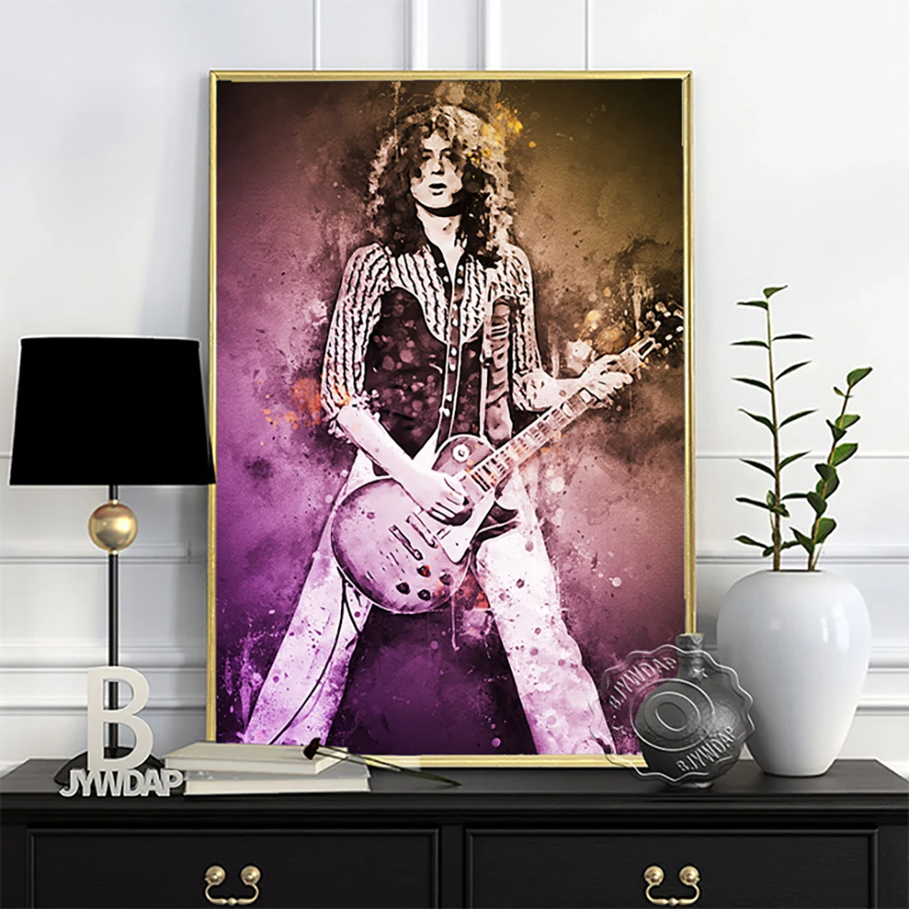 All Star Portrait Watercolour Poster, Famous Guitarist Fans Collection Gift, Rock Music Bar Pub Club, Print Fine Art Home Decor