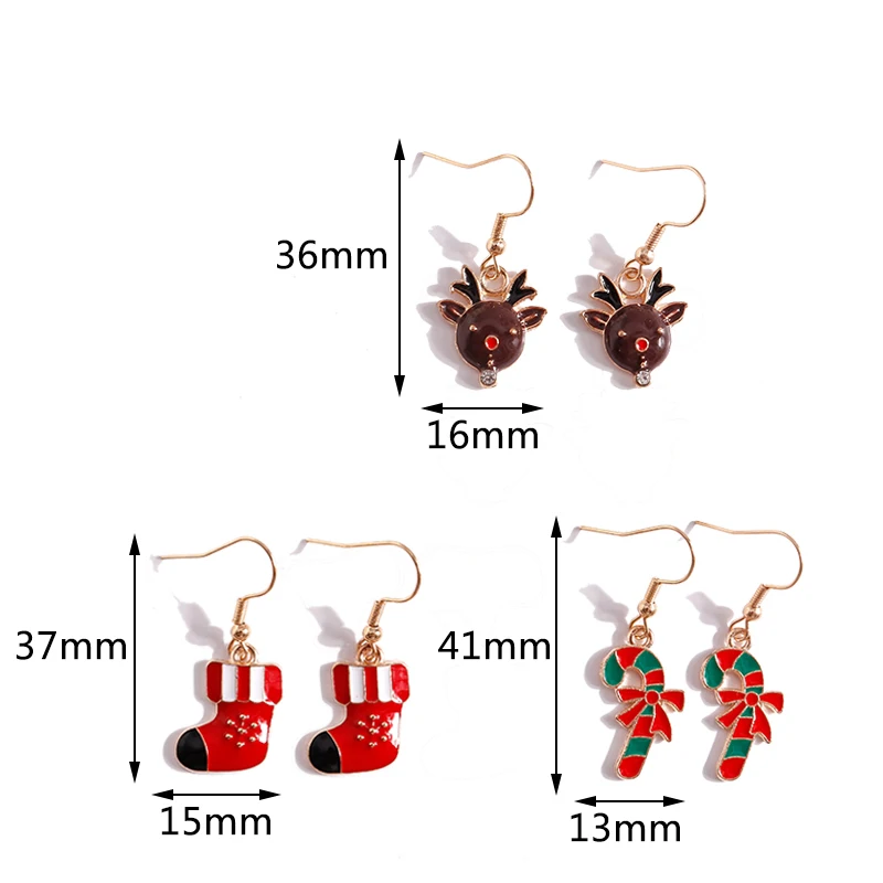 Leslie Mix Stile Winter Frohe Weihnachten Ohrringe Mode Schneeflocke Baum Santa Claus Deer Tropfen Ohrringe Neue Jahr Schmuck Geschenke – Detail 11