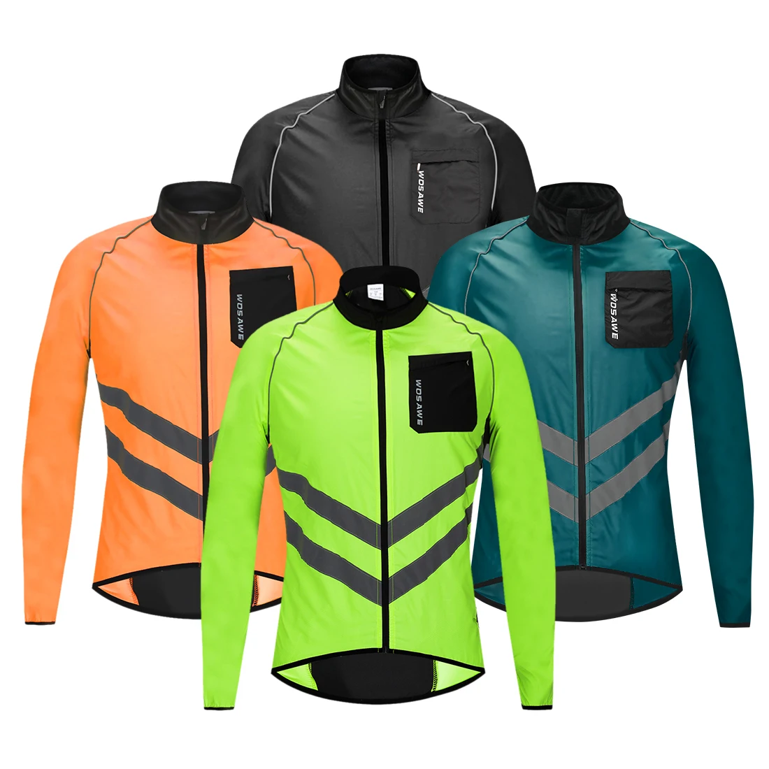 

Reflective Cycling Windbreaker Reflective Rain Jacket Windproof Bike Jacket Water Resistant MTB Road Long Jersey Quick Dry Coat