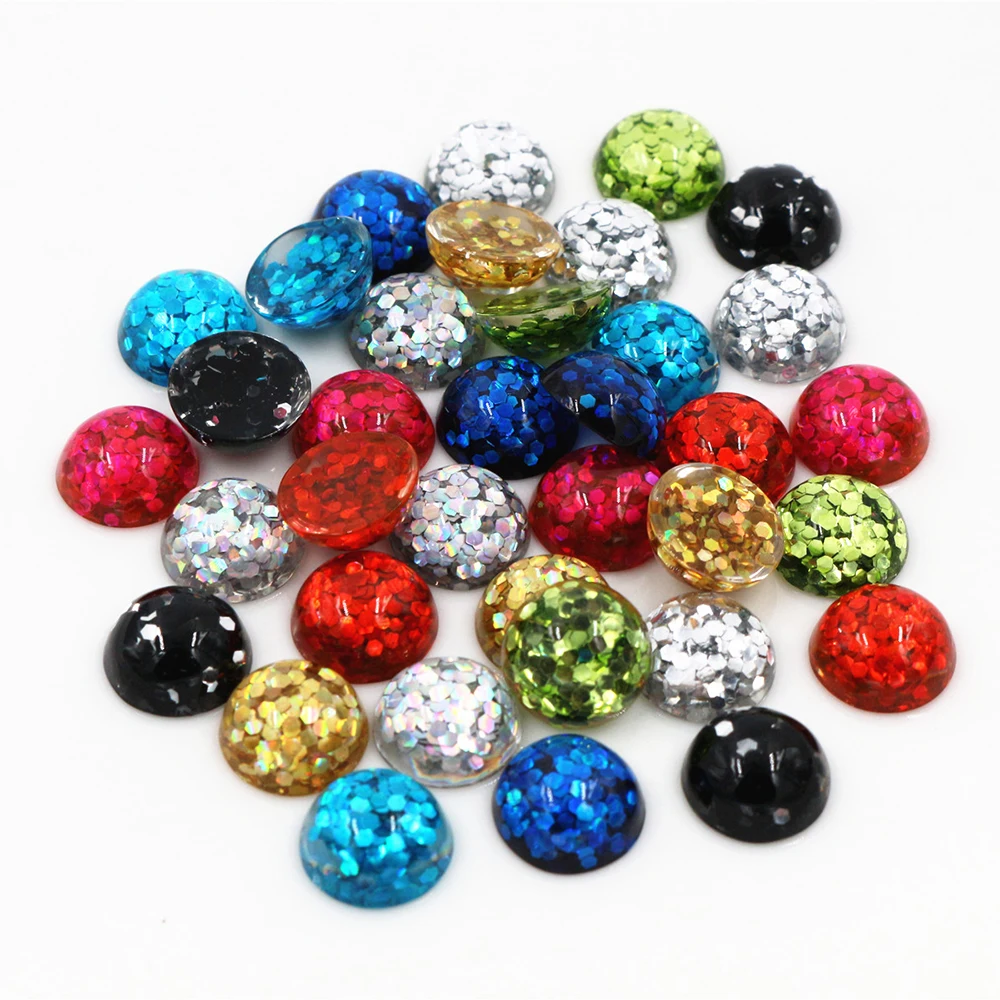 Neue Mode 40pcs 8mm 10mm 12mm Mix Farben Flache rückseite Harz Cabochon Cameo