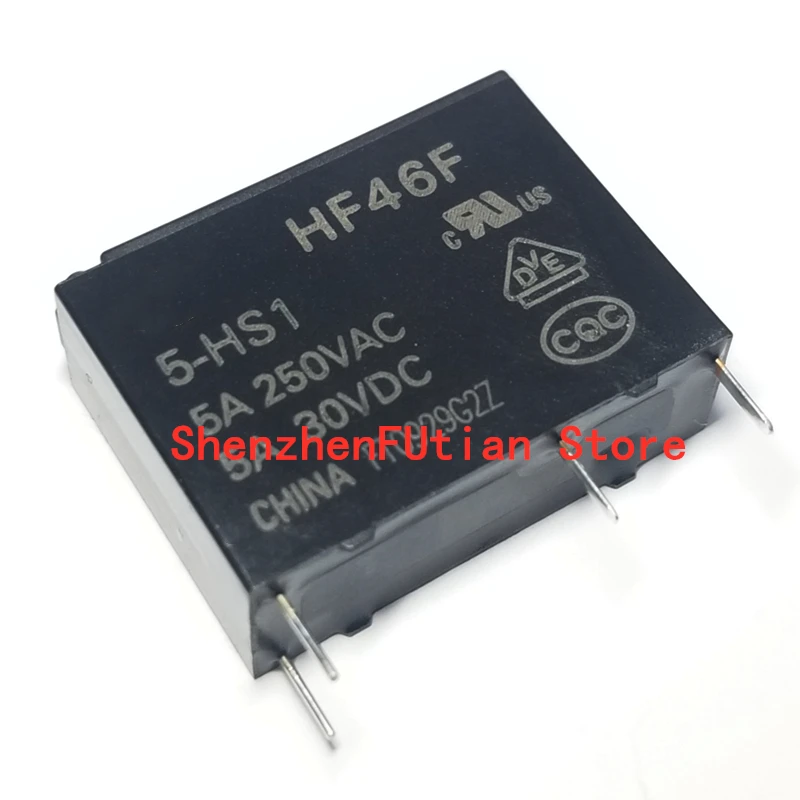 

10PCS/LOT 5A 4Pin HF46F-5-HS1 HF46F-12-HS1 HF46F-24-HS1 Power Relay A Normally Open 5 V 12 V 24 V DC 5A 250VAC Relays