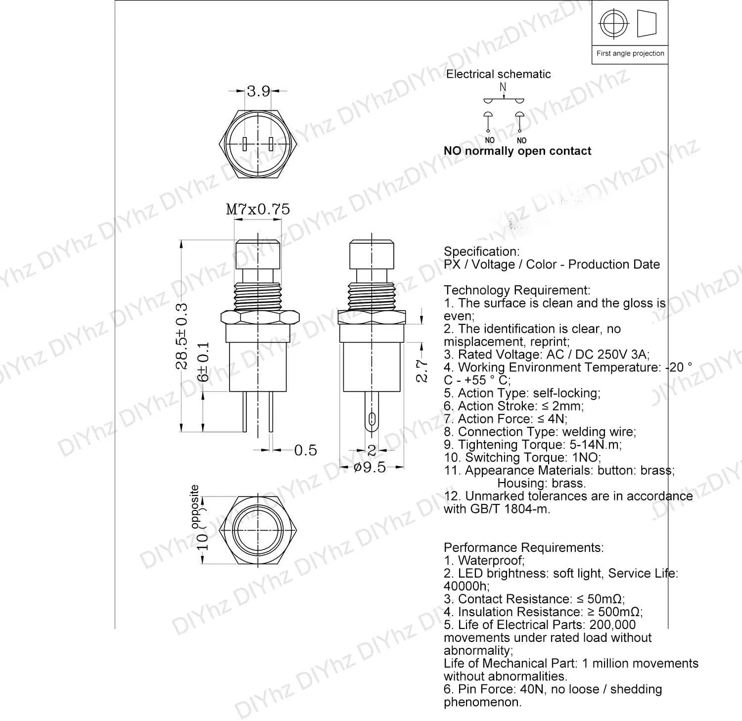 6 adet kendinden kilitleme SPST mandallı tip Dash ON/Off basmalı düğme anahtarı AC 250V/3A 6 renkler