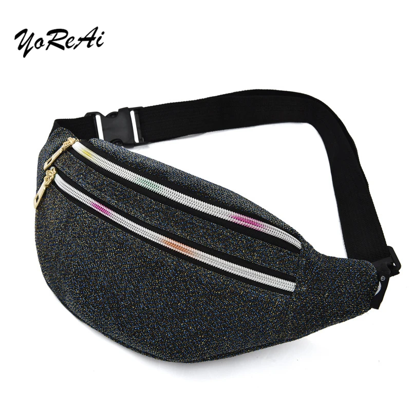 New Waist Belt Bag Korean Chest Crossbody Bag Feni Belly Bags Women Girl Gift Pouch Present Phone Holographic Fanny Pack Shiny