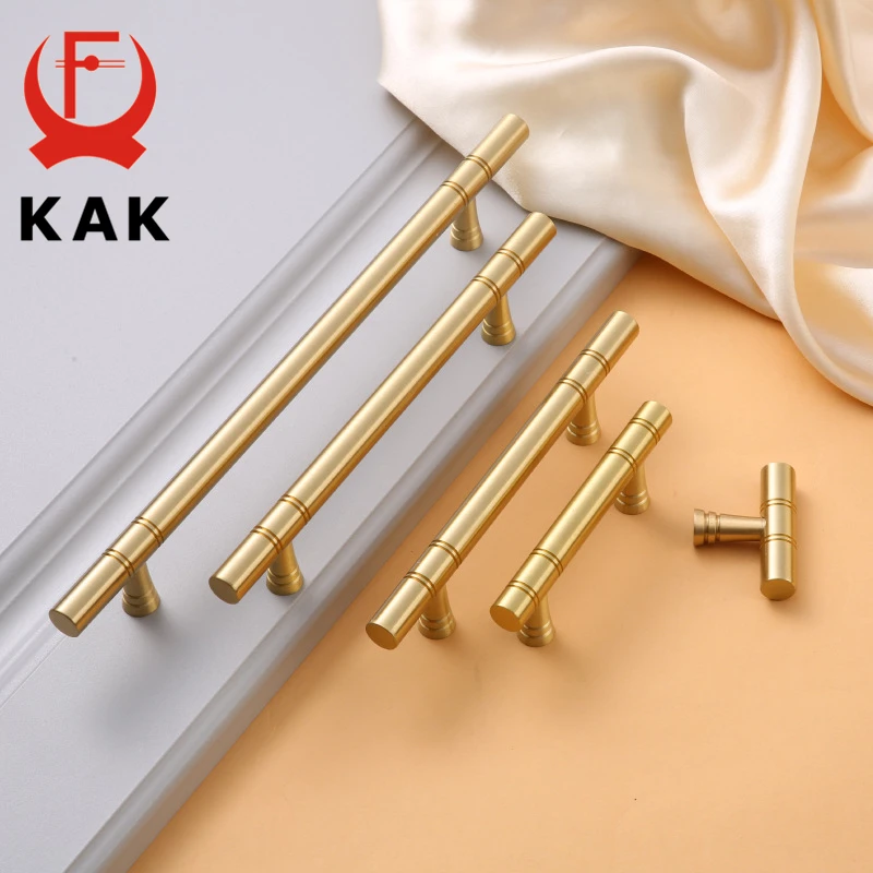 KAK Brass Furniture Handles Copper Cabinet Knobs Wardrobe Dresser Drawer Knobs Kitchen Handle Cupboard Door Pulls Hardware