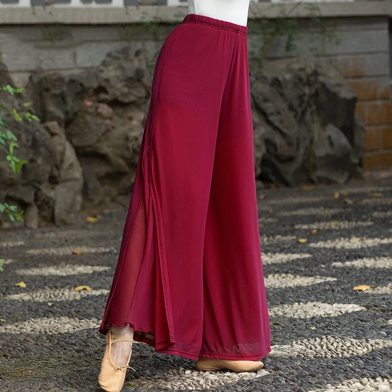 Classical Dance Pants Gauze Practice Clothes Chinese Folk Dance Elegant Wide-Leg Trousers For Women Oriental Dance Pants DQL5469