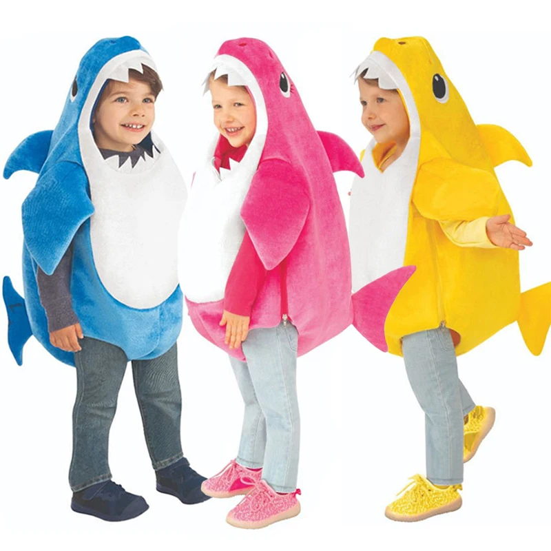 Boys Girls Shark Costume Jumpsuit for Children Dress Up Baby Funny Party Halloween Cosplay Costume Kids Holiday Birthday Gift