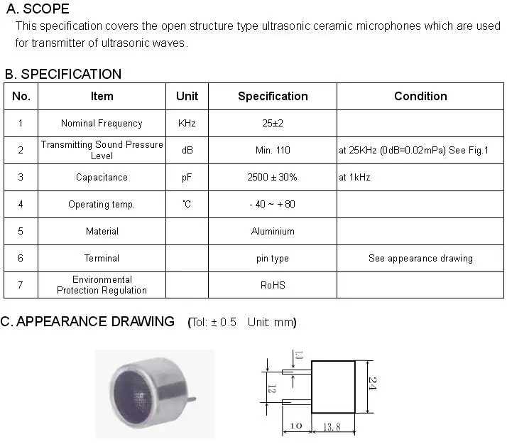 Alta Potência Ultrasonic Dog Repellent Sensor, Ultrasonic Drive, Pin Tipo, Transdutor De Som, Voz Sensor, Caixa De Alumínio, 2425T, 25Khz