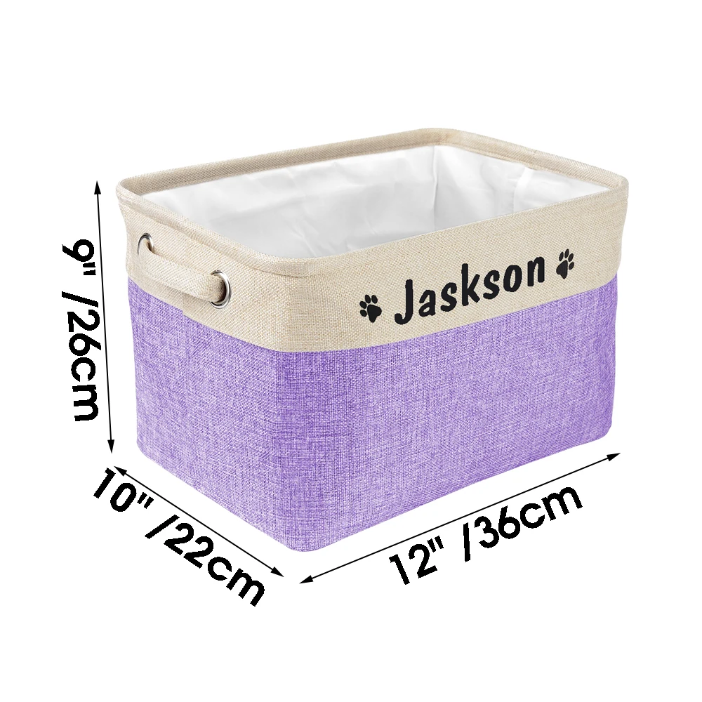 Personalized Pet Storage Box Free Custom Dog Storage Baskets For Dog Toys Clothes No Smell Free Print Dogs Name With Cute Paw