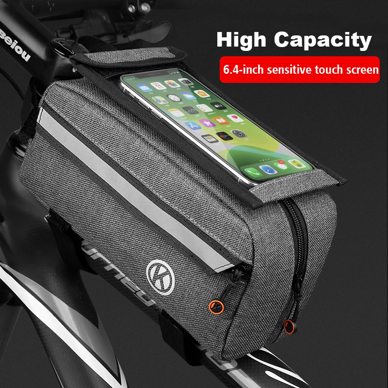 

Bicycle Bag Front Tube Bike Phone Bag Touch Screen Saddle Bag Waterproof Cycling Frame 6.0/6.4 Inch MTB Bag Accessories