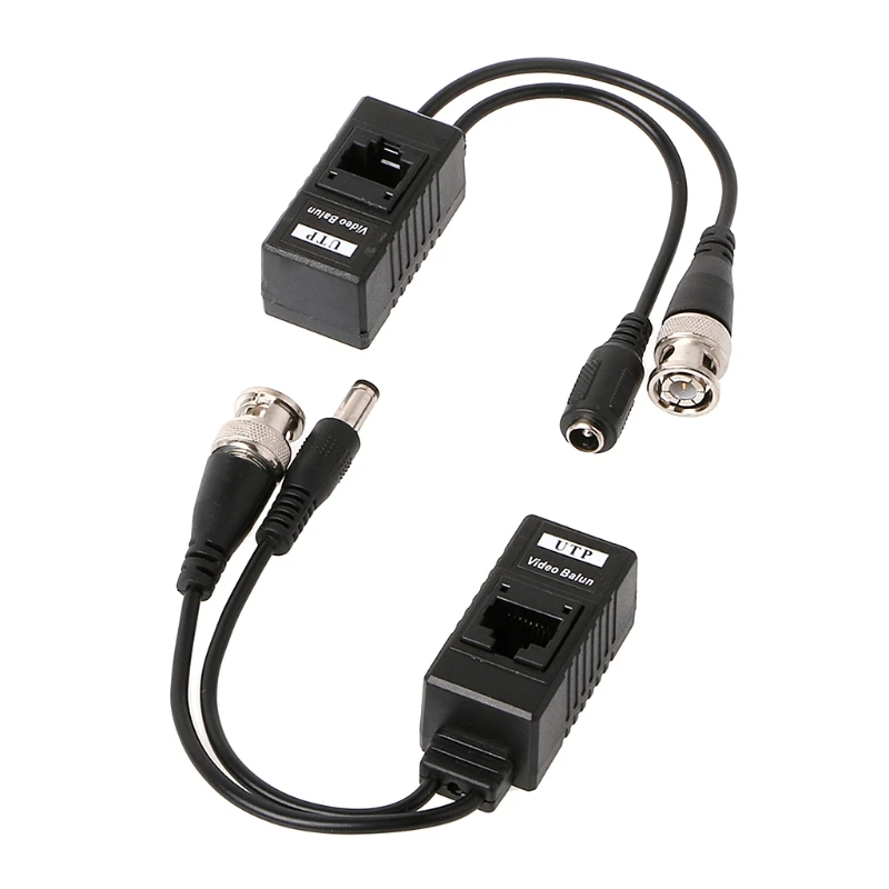 1 par bnc para rj45 potência de vídeo passiva + áudio balun transceptor para câmera cctv transporte da gota