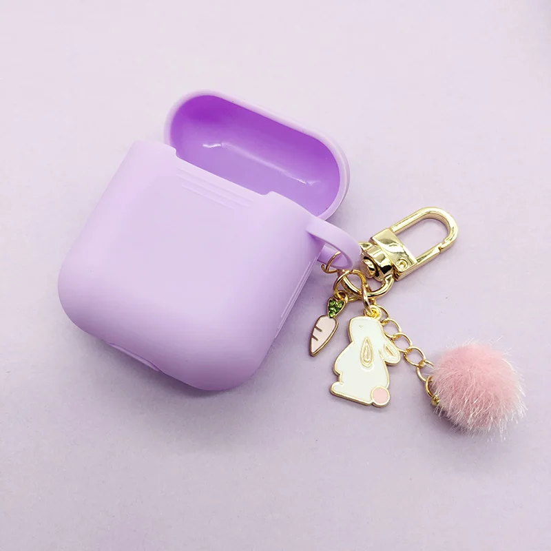 Luxury Diamond Carrot Hairball Rabbit Keychain For Apple Airpods 4 Pro 2 Case For AirPods 3 Earphone Box Soft Cover Cute Shell