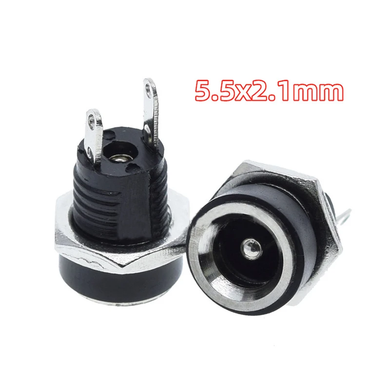 10PCS 5Pair DC Power Connector pin 2.1x5.5mm Female Plug Jack + Male Plug Jack Socket Adapter DC-022B