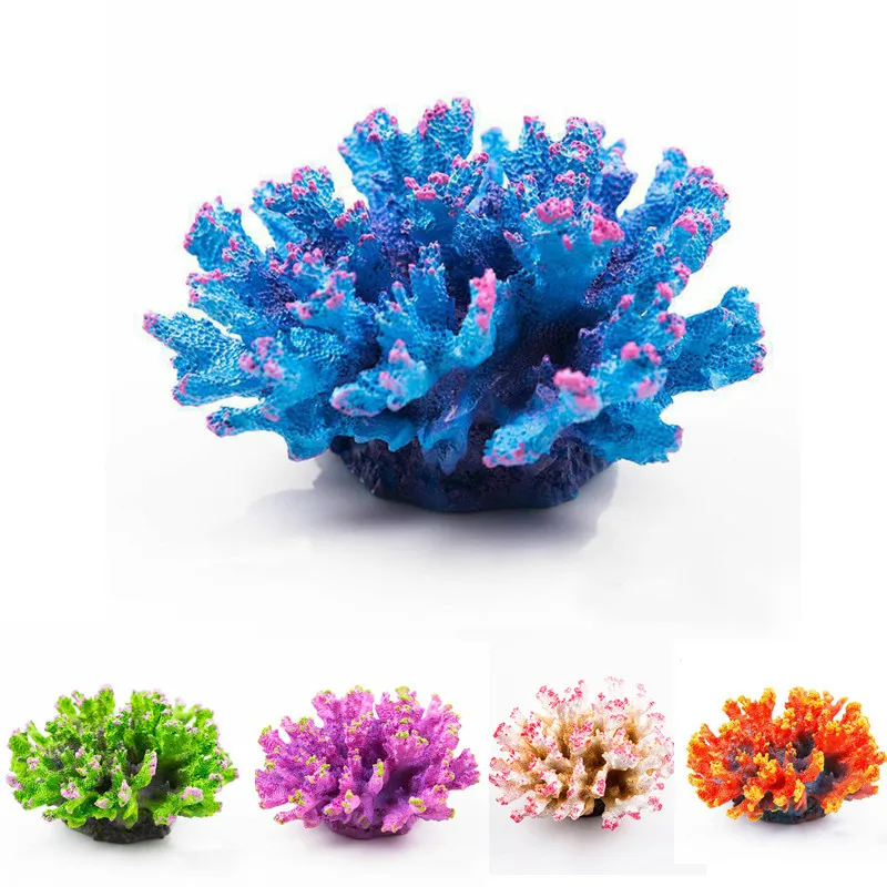 1pcs Resin Artificial Aquarium Coral Decoration Fish Tank Coral Reef Ornament Flower Coral Rock Aquarium Accessories 4 color