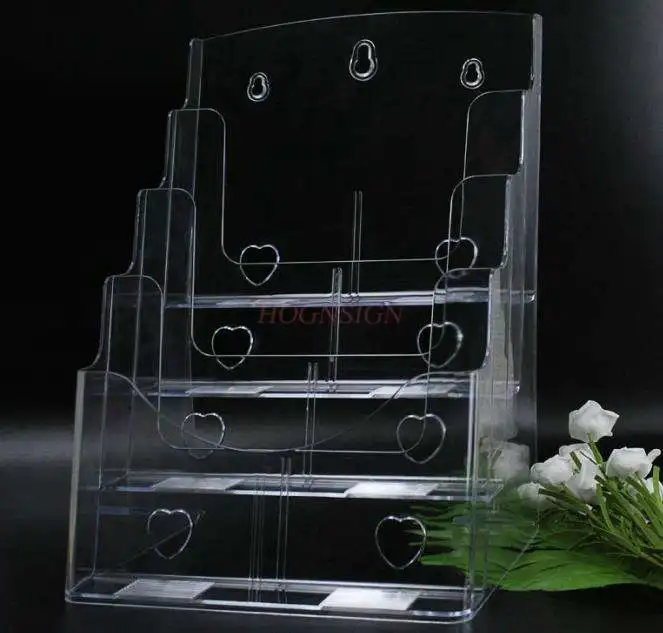 Four-layer a4 desktop transparent data shelf display box leaflet single-page directory shelf wall acrylic information box